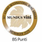 Riconoscimento Mundus Vini 2025 per Gutturnio DOC "Bollo Rosso": 85 punti. Premio internazionale vino di qualità.