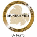 Riconoscimento Mundus Vini 2025 per Arvange Spumante. Medaglia del 36° Grand International Wine Award, 87 punti. Vino spumante italiano premiato.