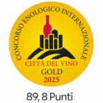 Riconoscimento Concorso Enologico Internazionale Città del Vino GOLD 2025, 89,8 punti. Arvange Brut 0.75, vino spumante di qualità.