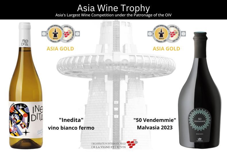Cantina Valtidone: vini Inedita e 50 Vendemmie premiati all'Asia Wine Trophy. Medaglia d'oro.