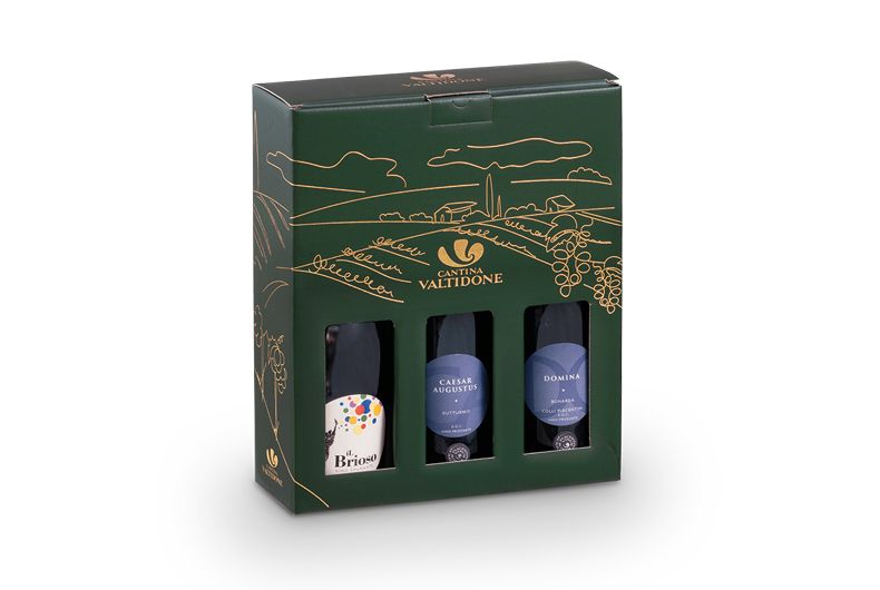 Confezione regalo vini Cantina Valtidone. Set degustazione vini rossi e bianchi. Idea regalo Natale.